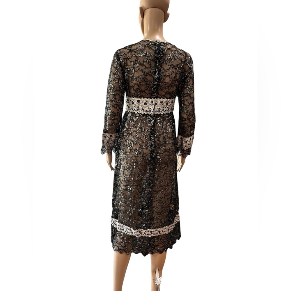 Black laced brocade Eloise Curtis for Happenstance 60’s 70’s empire dress - Picture 6 of 9